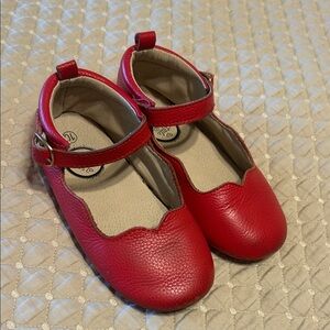 Little Love Bug Kids Red Mary Jane Shoes - Leather Strap Closure